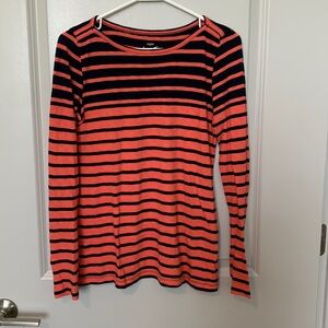 J Crew Womens S Artist Salmon and Navy Long-Sleeve Shirt